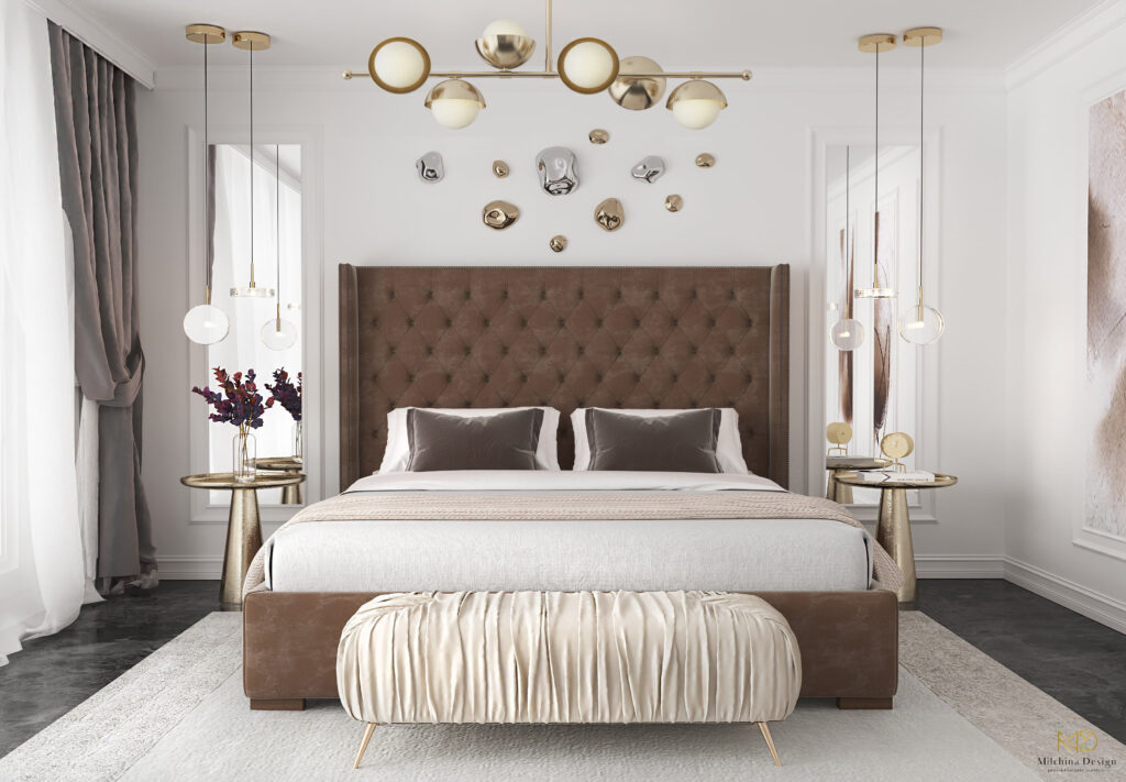 Biała sypialnia w stylu modern classic