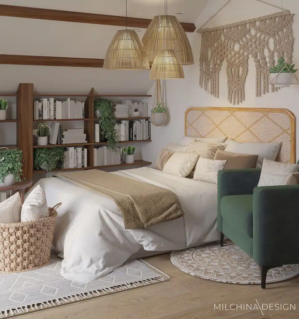Sypialnia w stylu boho